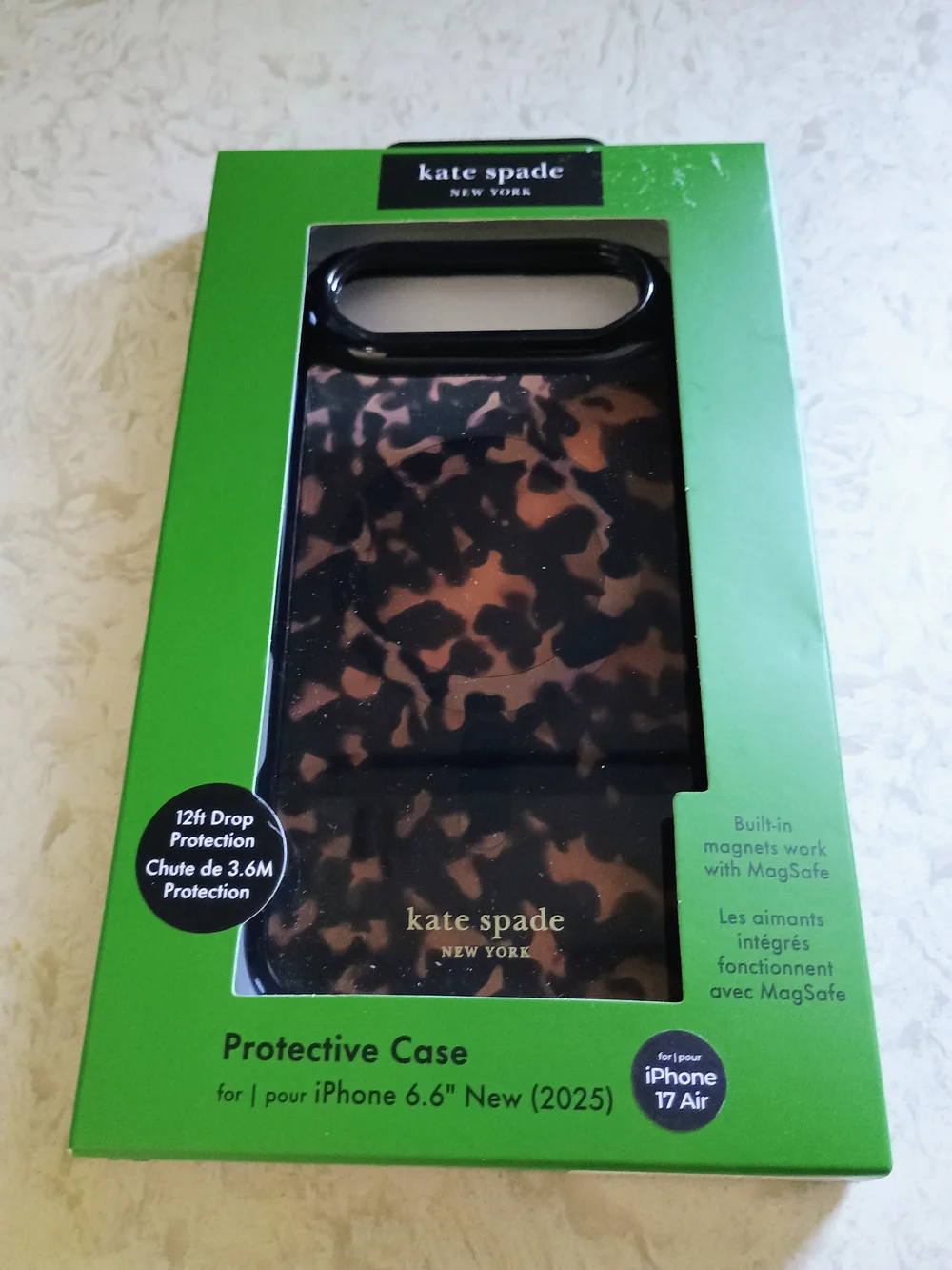 Kate Spade NY Tortoiseshell Grip Phone Case - Black & Brown iPhone 17 Air